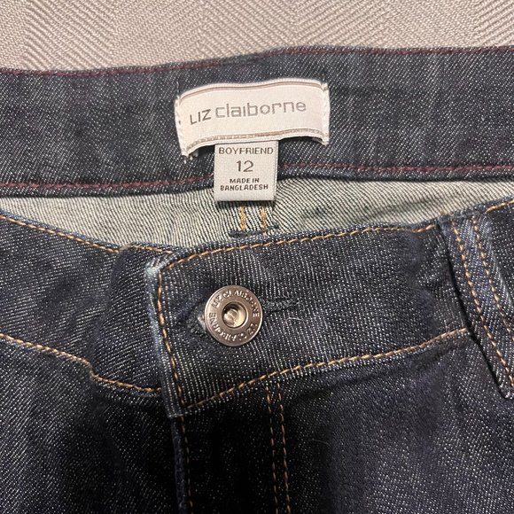 Liz Claiborne Boyfriend Dark Wash Jeans Size 12 - Picture 3 of 4
